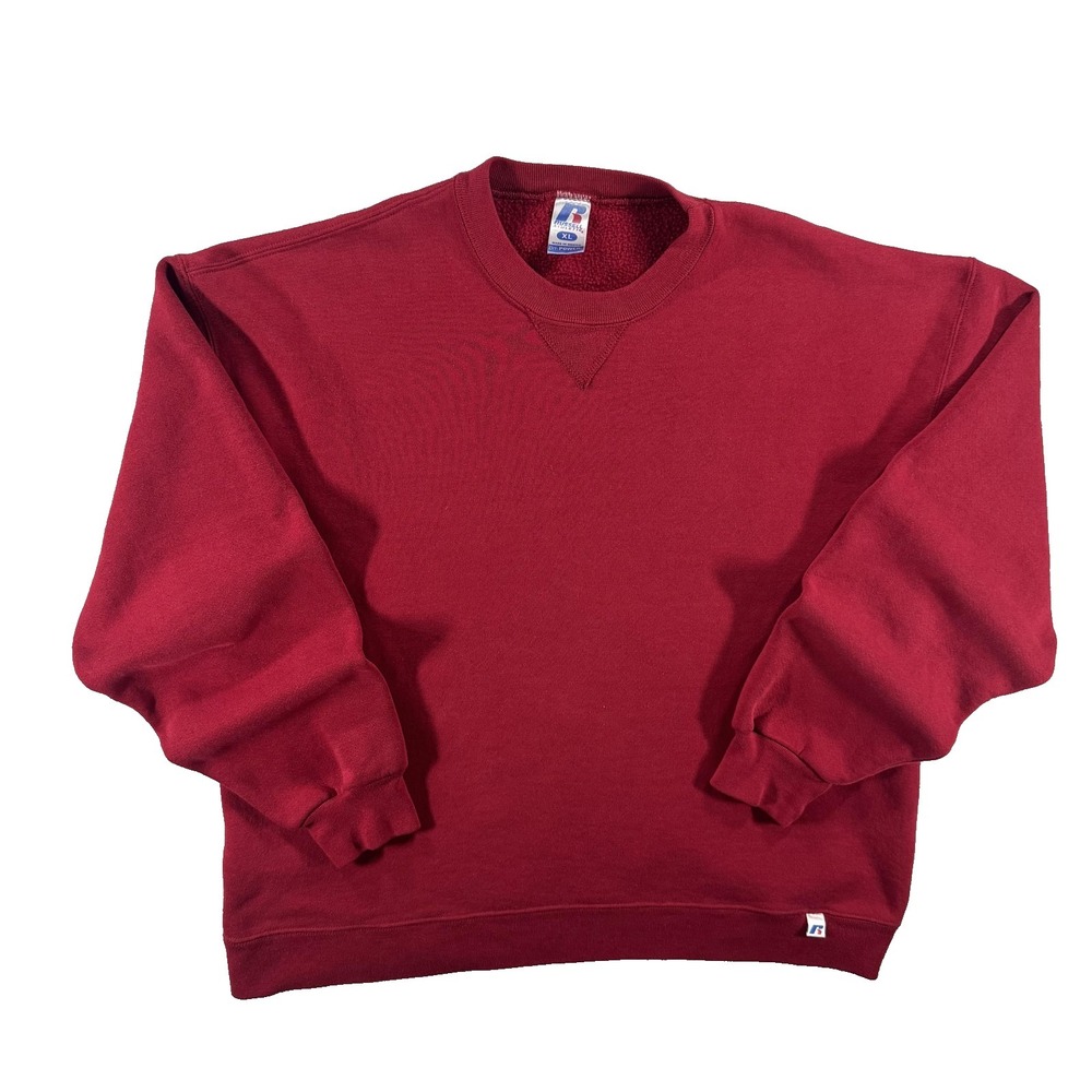 Russell Athletic Sweatshirt Mens XL Red Fleece Pullover Crew Neck Dri-Power